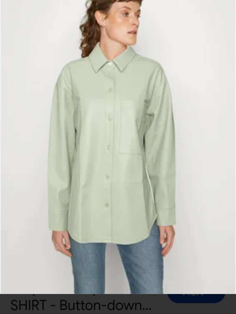 Abercrombie & Fitch Sage Faux Leather Oversized Button-Down Shirt Jacket Large